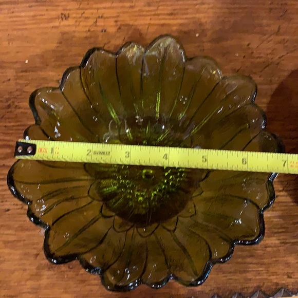 VTG Indiana Glass green sunflower Lily Pons bowl - Picture 11 of 11